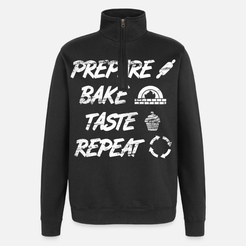 Prepare, Bake, Taste, Repeat - Quarter-Zip Sweatshirt - black