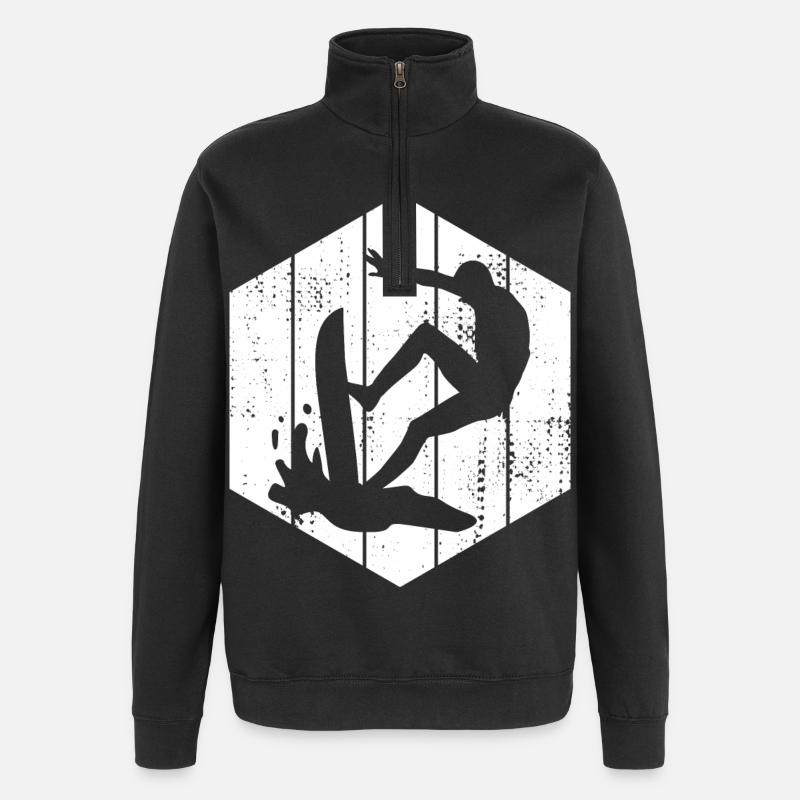 Croquis de surfeur - Sweat à zip 1/4 - noir