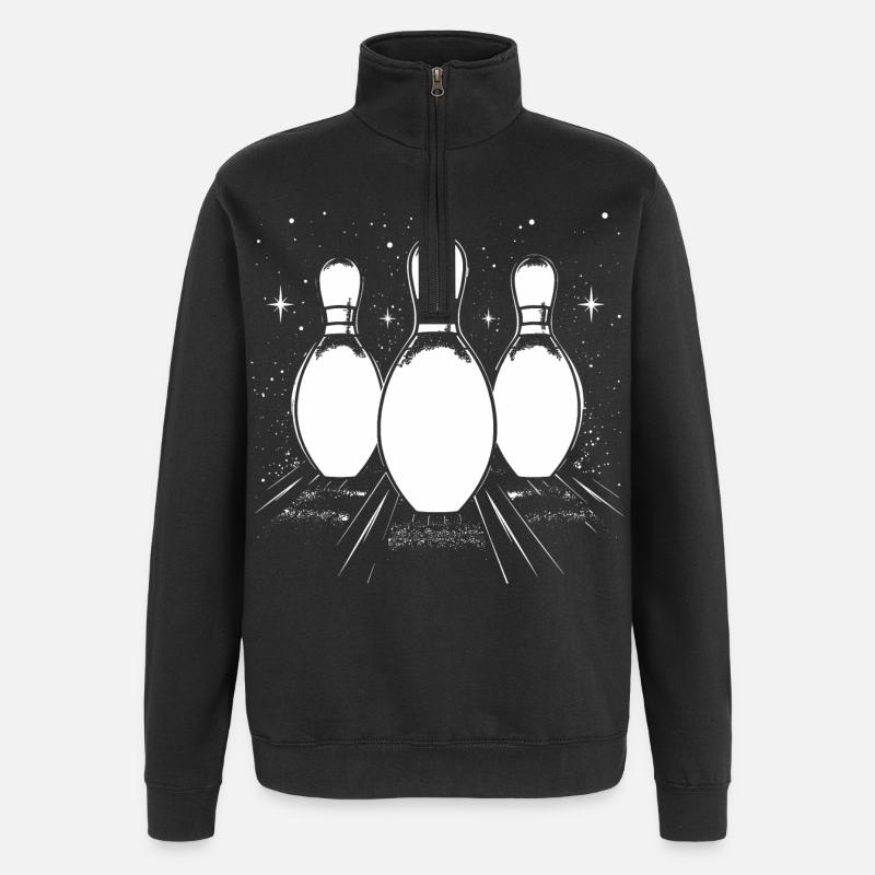 Dessin de bowling - Sweat à zip 1/4 - noir