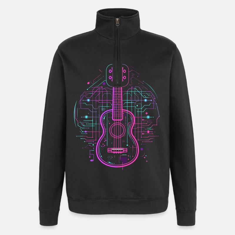 Ukulele Sketch Retro - Quarter-Zip Sweatshirt - black