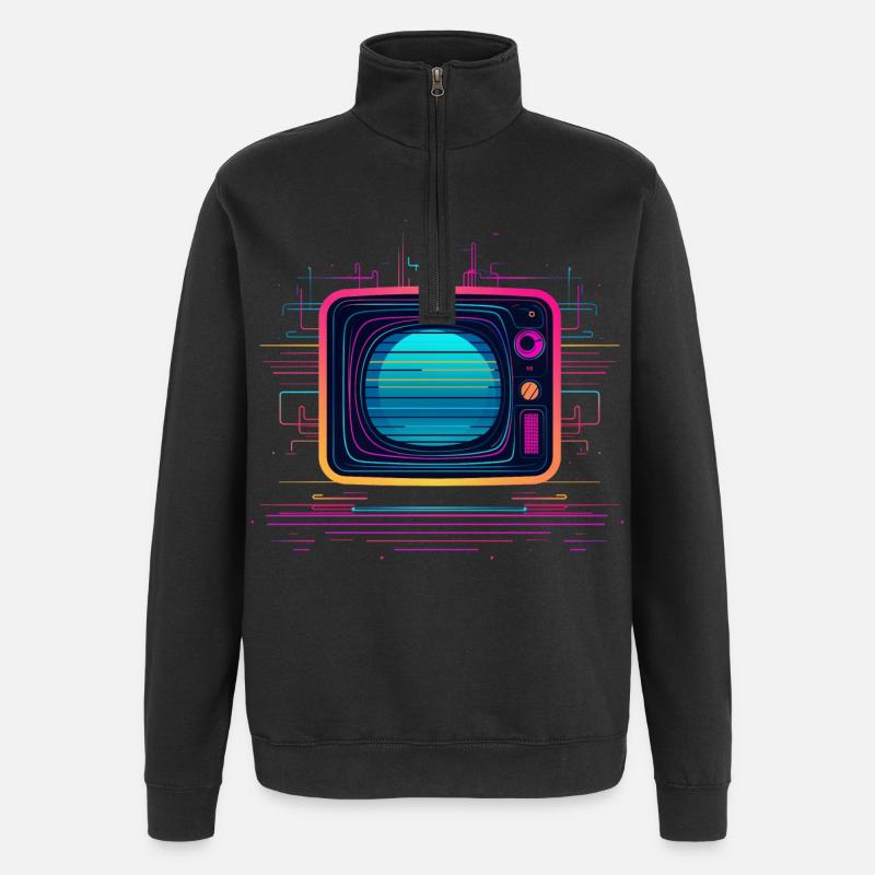 TV 80s Look - Quarter-Zip Sweatshirt - black