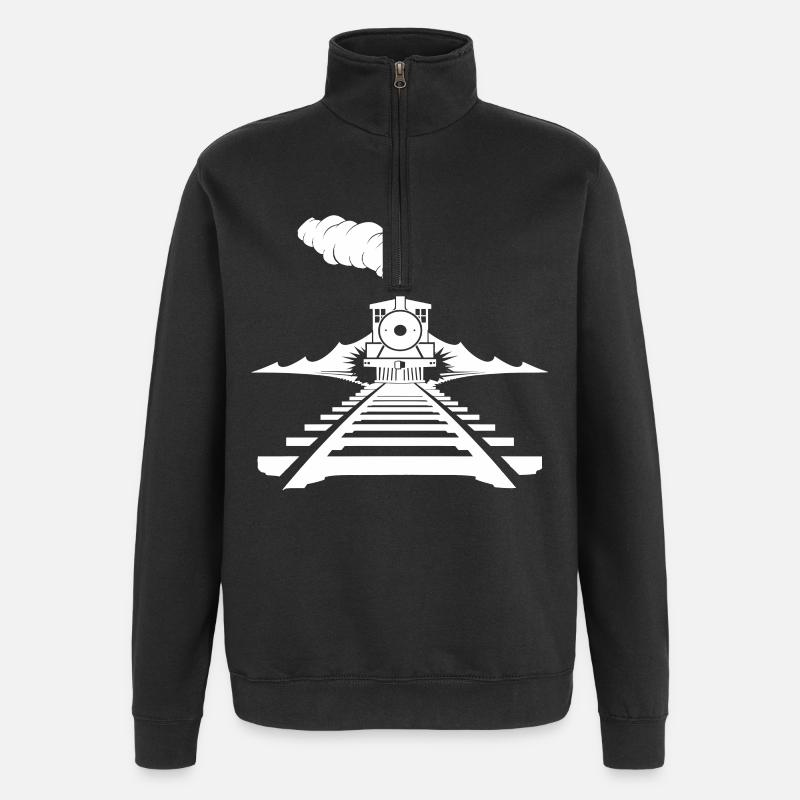 Railway Drawing - Quarter-Zip Sweatshirt - black