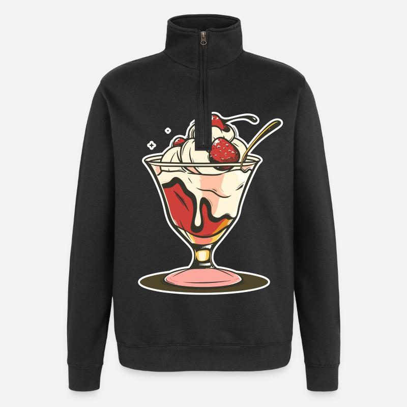 Dessin de coupe glacée - Sweat à zip 1/4 - noir