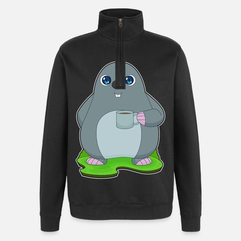 Mole Coffee Tassee - Quarter-Zip Sweatshirt - black