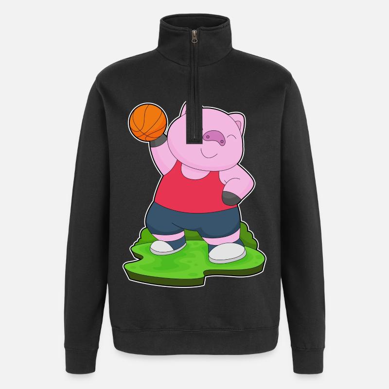 Cochon Basketteur Basketteur - Sweat à zip 1/4 - noir