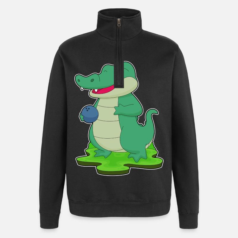 Crocodile Bowling Bowling Ball - Quarter-Zip Sweatshirt - black
