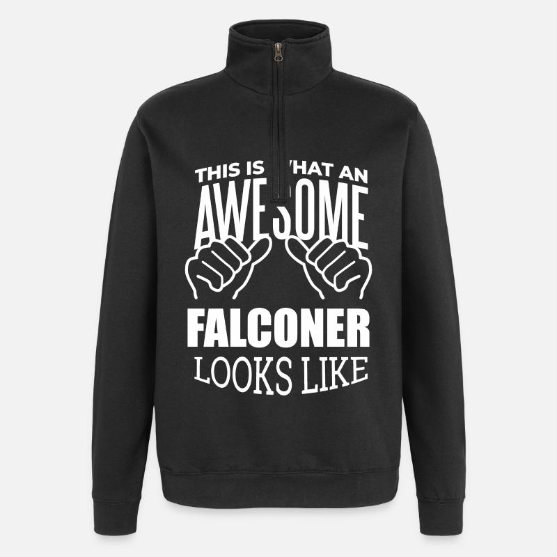 fauconnerie - Sweat à zip 1/4 - noir