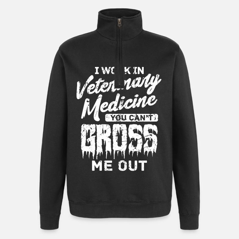 Ich arbeite in der Veterinärmedizin - Quarter-Zip-Sweatshirt - Schwarz