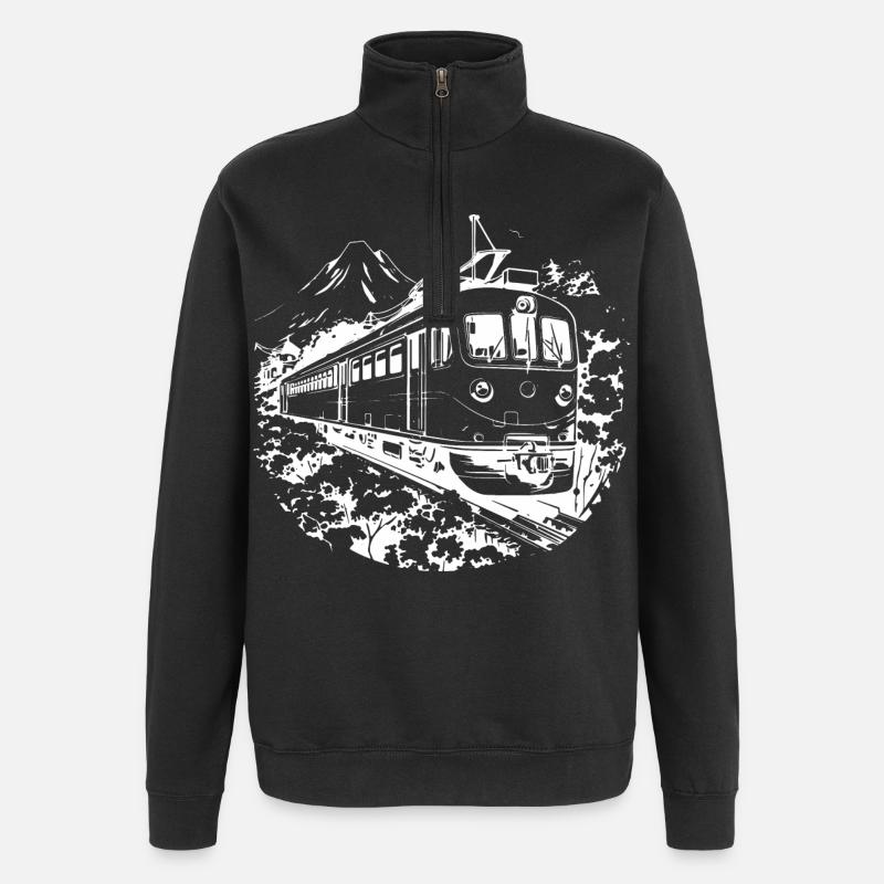 Graphique ferroviaire - Sweat à zip 1/4 - noir