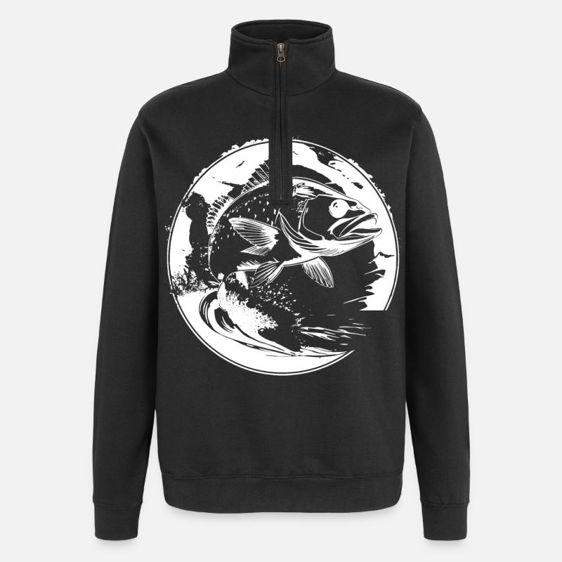 Fisch Grafik - Quarter-Zip-Sweatshirt - Schwarz