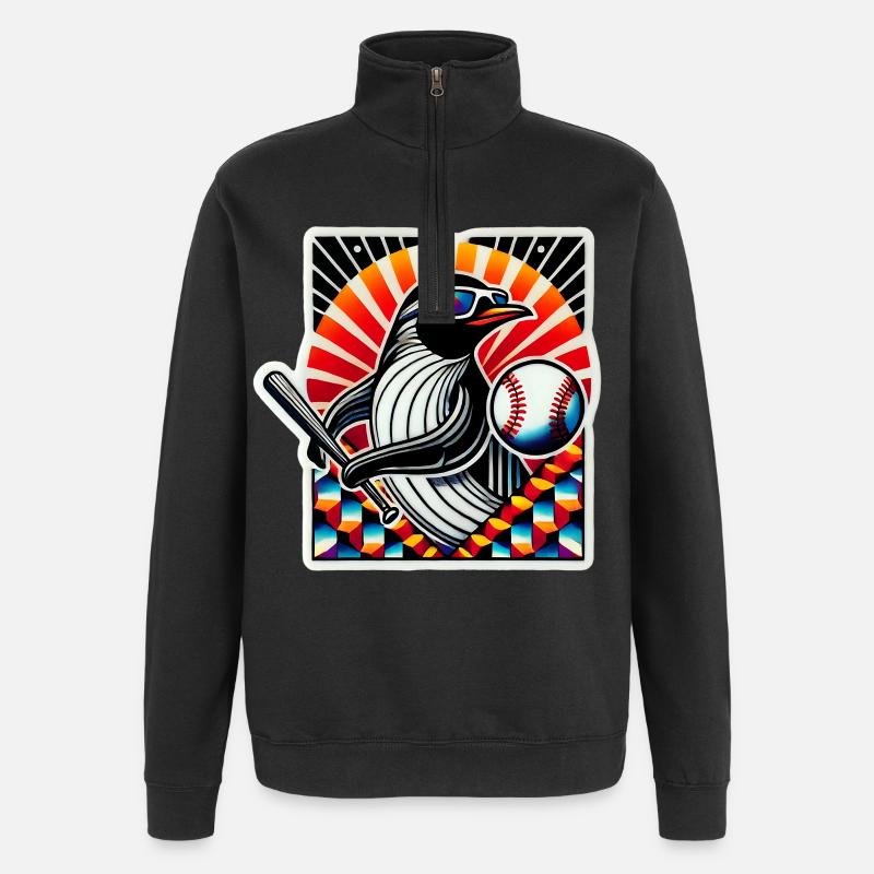 Baseball des pingouins - Sweat à zip 1/4 - noir