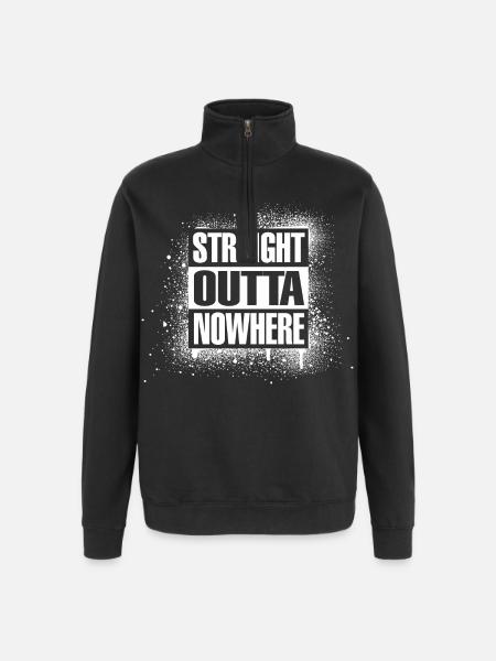 Straight outta nowhere - Quarter-Zip-Sweatshirt - Schwarz