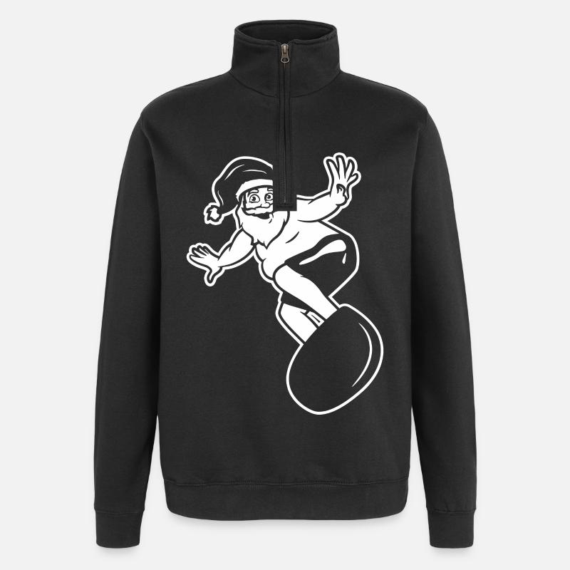 Père Noël surfeur - Sweat à zip 1/4 - noir