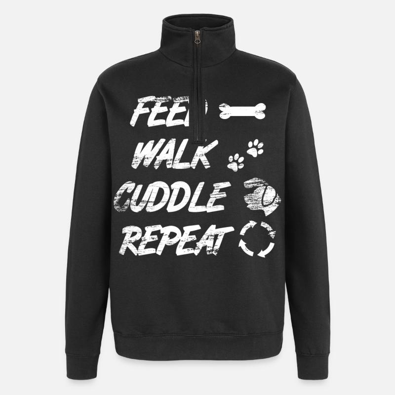 Feed Walk Cuddle Repeat - Quarter-Zip Sweatshirt - black