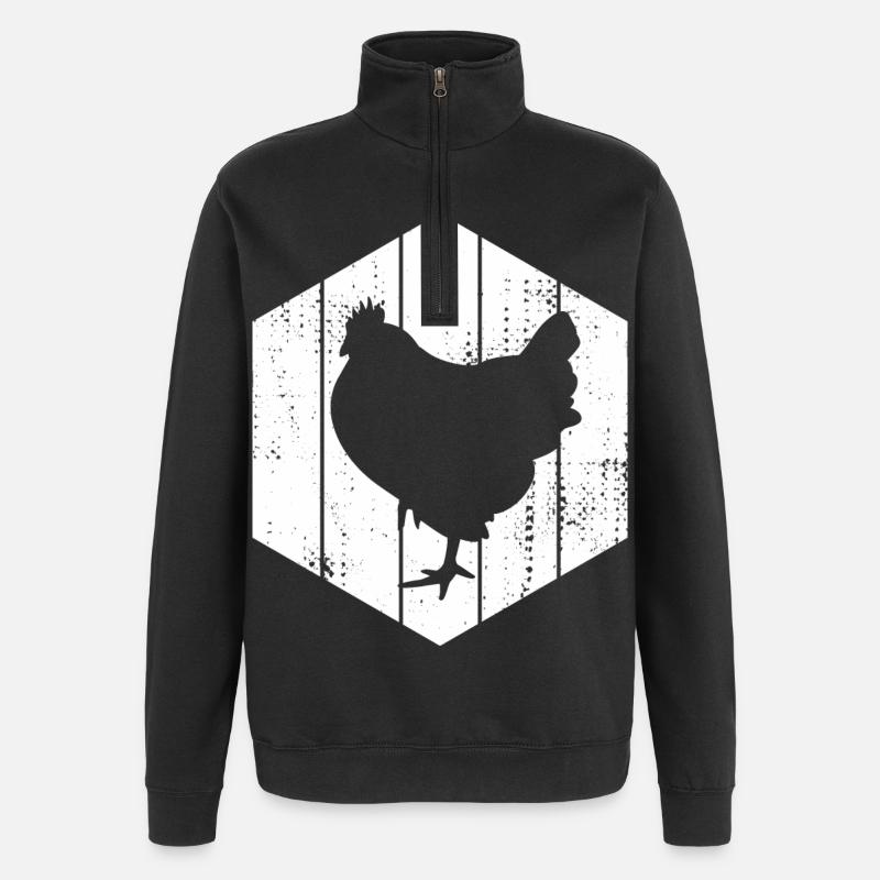 Hen Drawing - Quarter-Zip Sweatshirt - black