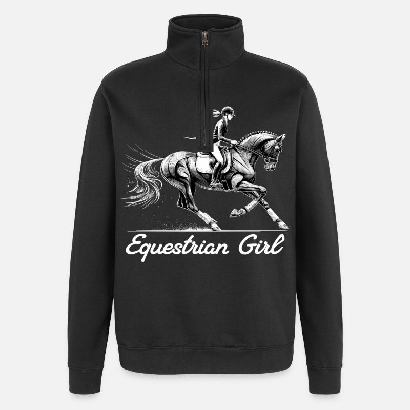 Reiterin Pferd Mädchen Pferdemädchen Geschenk - Quarter-Zip-Sweatshirt - Schwarz