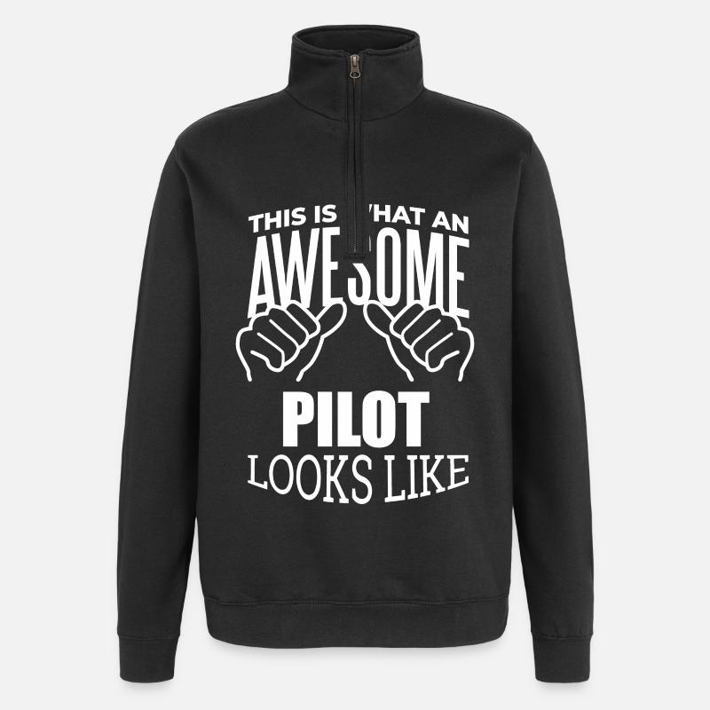 pilote - Sweat à zip 1/4 - noir