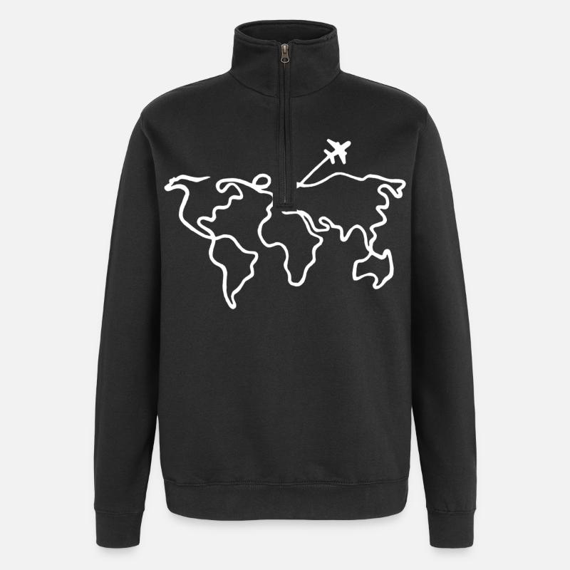 Voyage autour du monde - Sweat à zip 1/4 - noir
