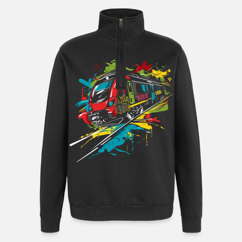 Graffiti Railway - Quarter-Zip Sweatshirt - black