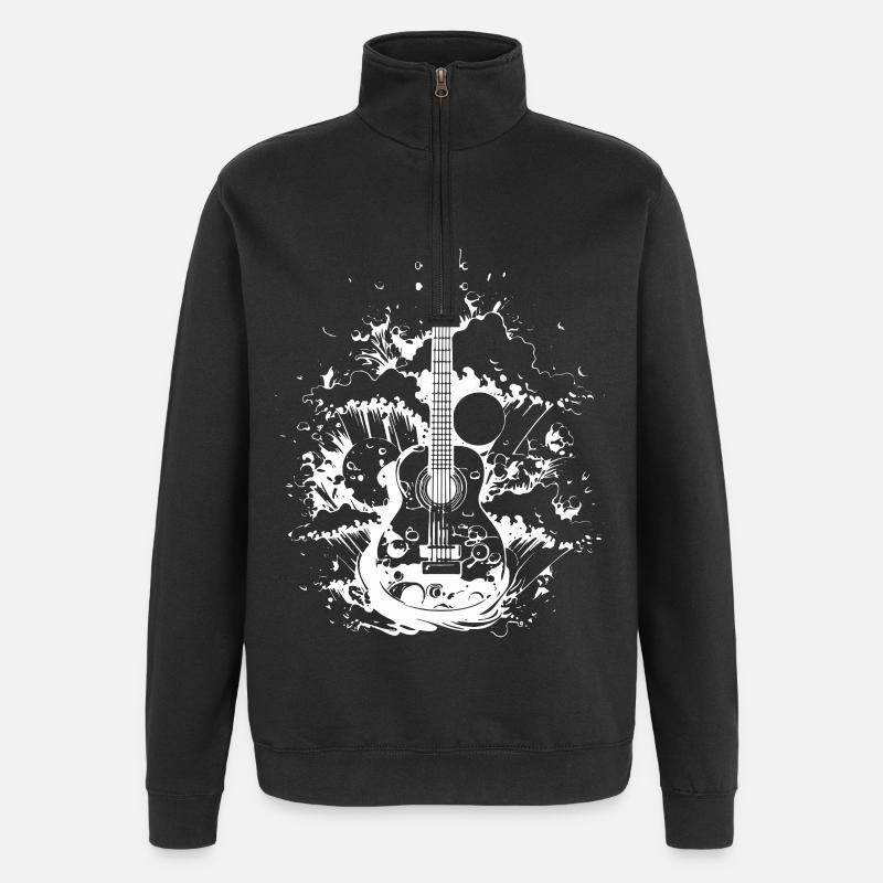 Ukulele Zeichnung - Quarter-Zip-Sweatshirt - Schwarz