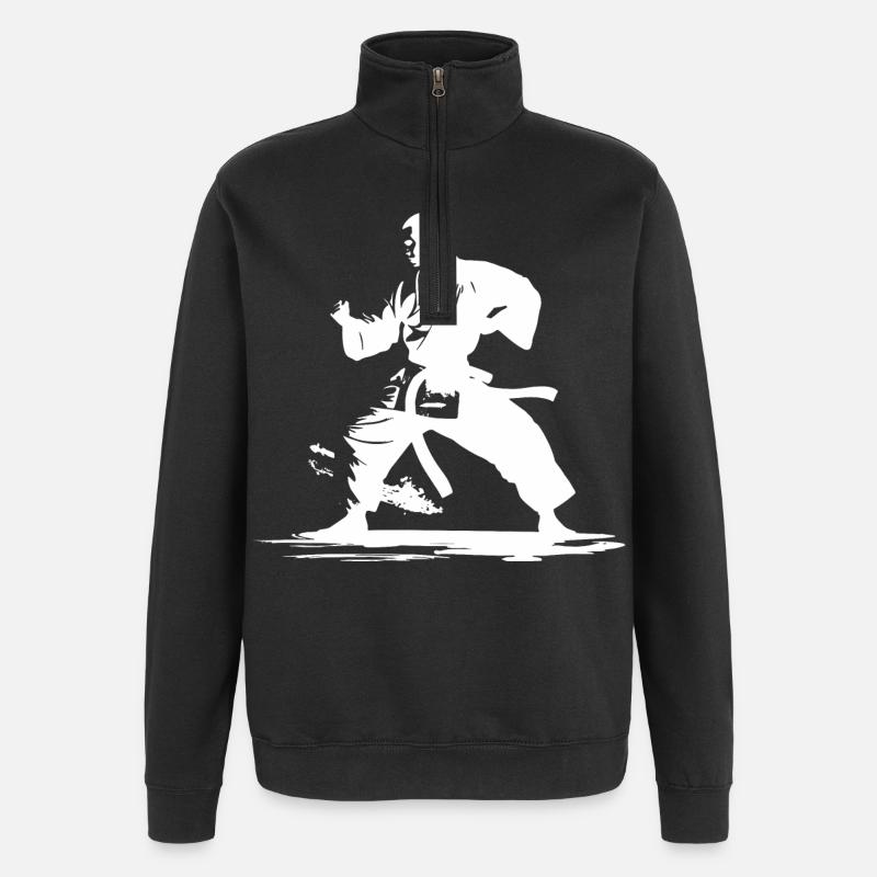 Graphique Karaté Boy - Sweat à zip 1/4 - noir