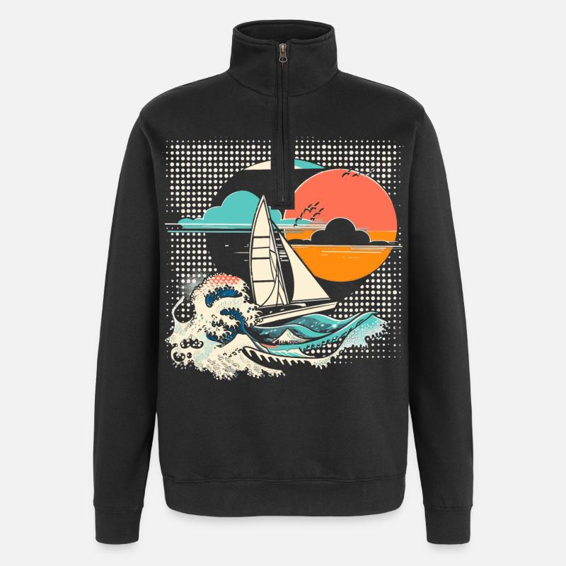 Dessin animé sur la voile - Sweat à zip 1/4 - noir