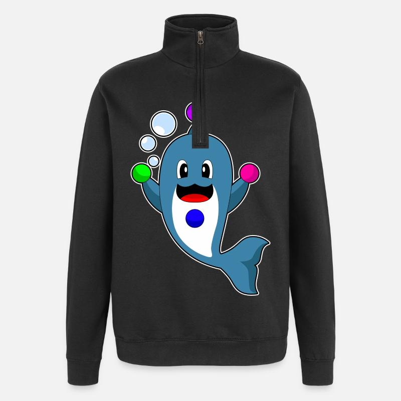 Dolphin juggler juggling - Quarter-Zip Sweatshirt - black