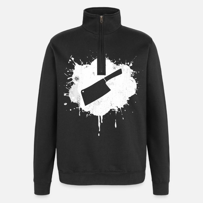 Hackmesser Skizze - Quarter-Zip-Sweatshirt - Schwarz