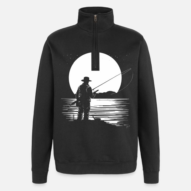 Graphiques de pêche - Sweat à zip 1/4 - noir
