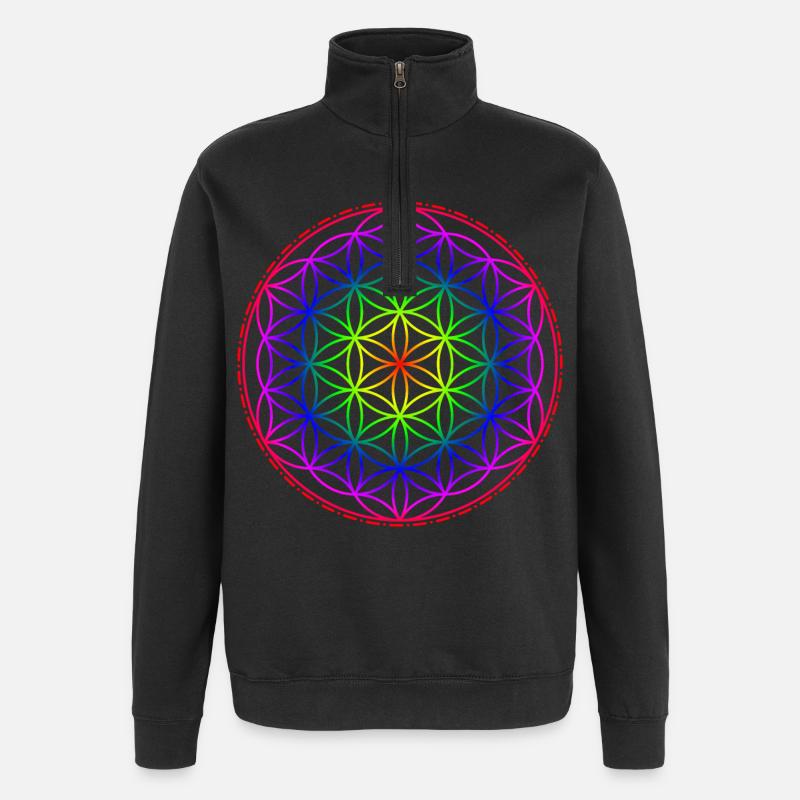 Fleur de vie arc-en-ciel - Sweat à zip 1/4 - noir