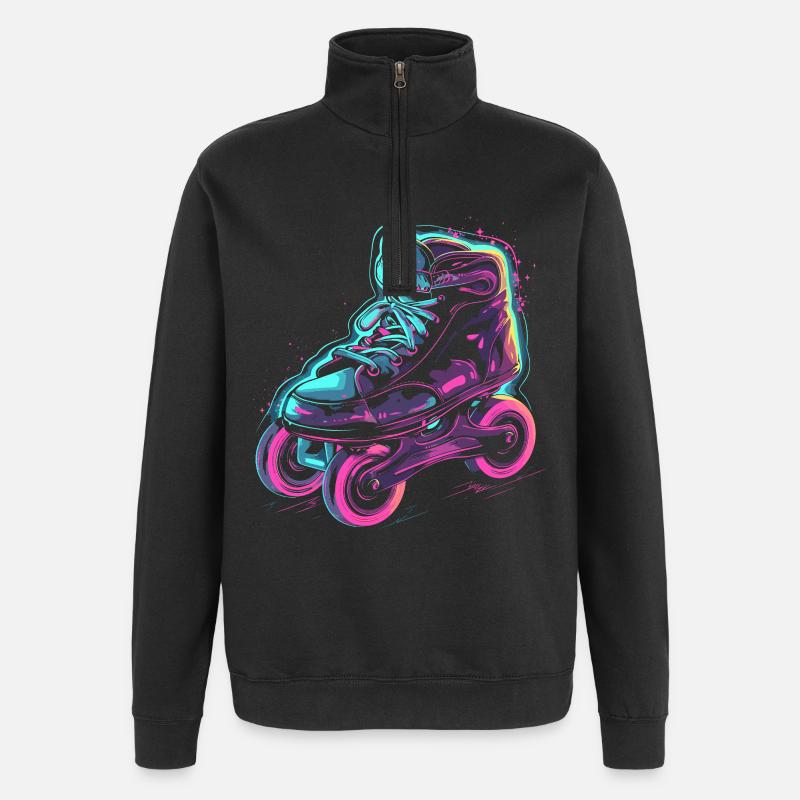 Rollschuhe Steampunk - Quarter-Zip-Sweatshirt - Schwarz