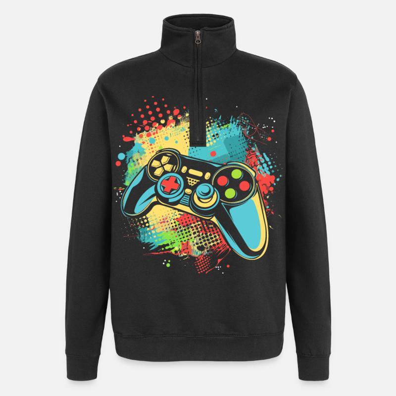 Manette de jeu - Sweat à zip 1/4 - noir