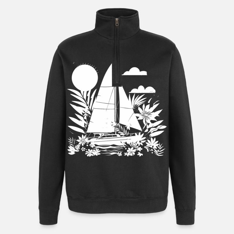 Sailing Comic Look - Quarter-Zip Sweatshirt - black
