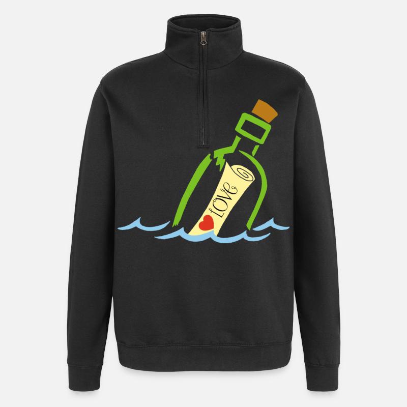 Eine Flasche im Meer - Quarter-Zip-Sweatshirt - Schwarz