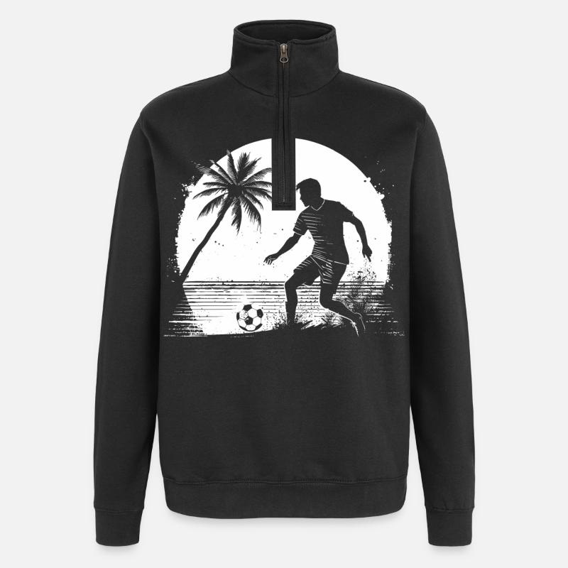 Dessin de garçon de football - Sweat à zip 1/4 - noir