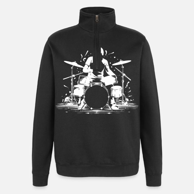 Graphiques Drummer - Sweat à zip 1/4 - noir