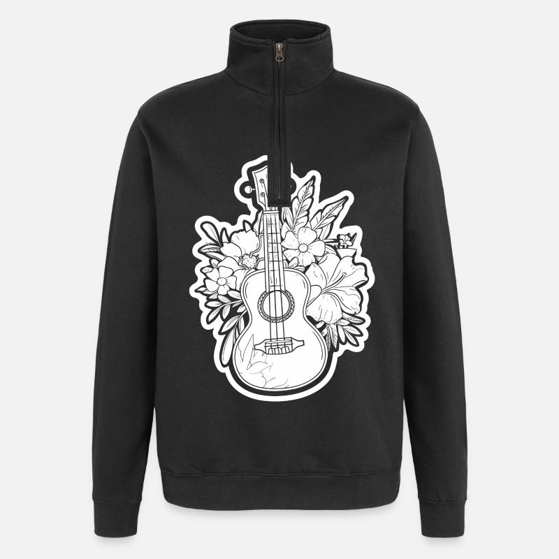 Ukulele Comic Look - Quarter-Zip Sweatshirt - black