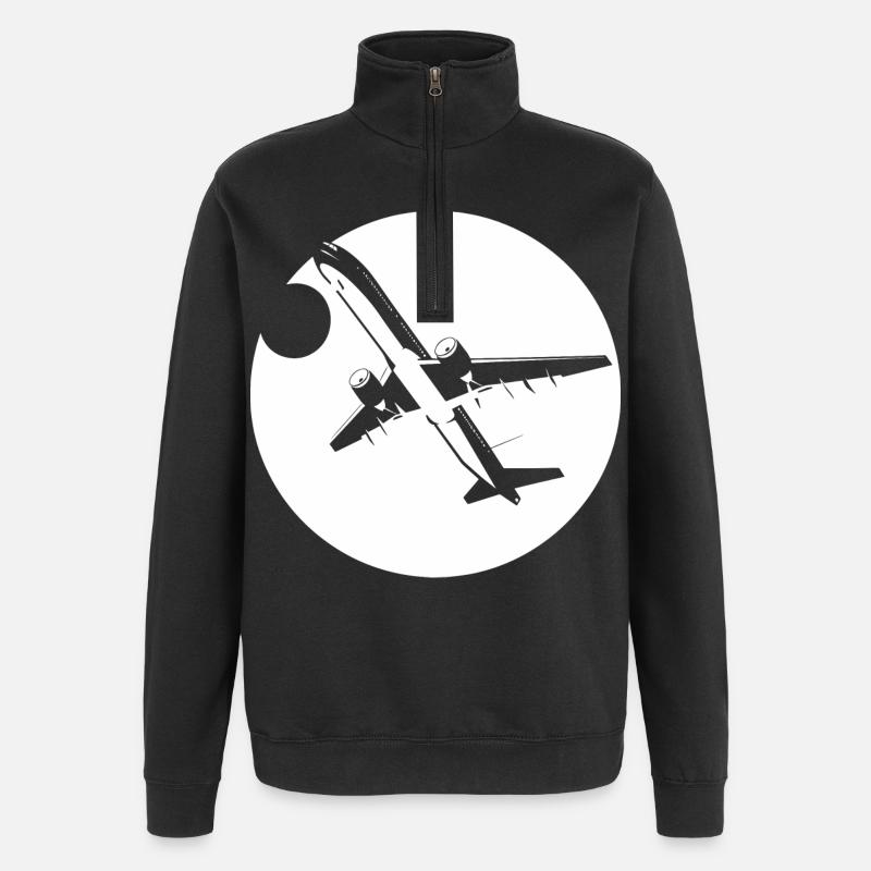 Flieger Zeichnung - Quarter-Zip-Sweatshirt - Schwarz