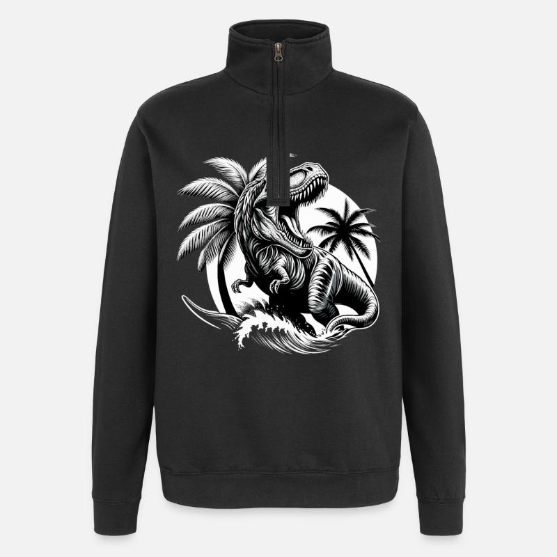 Roaring T-Rex Dinosaur Gift - Quarter-Zip Sweatshirt - black