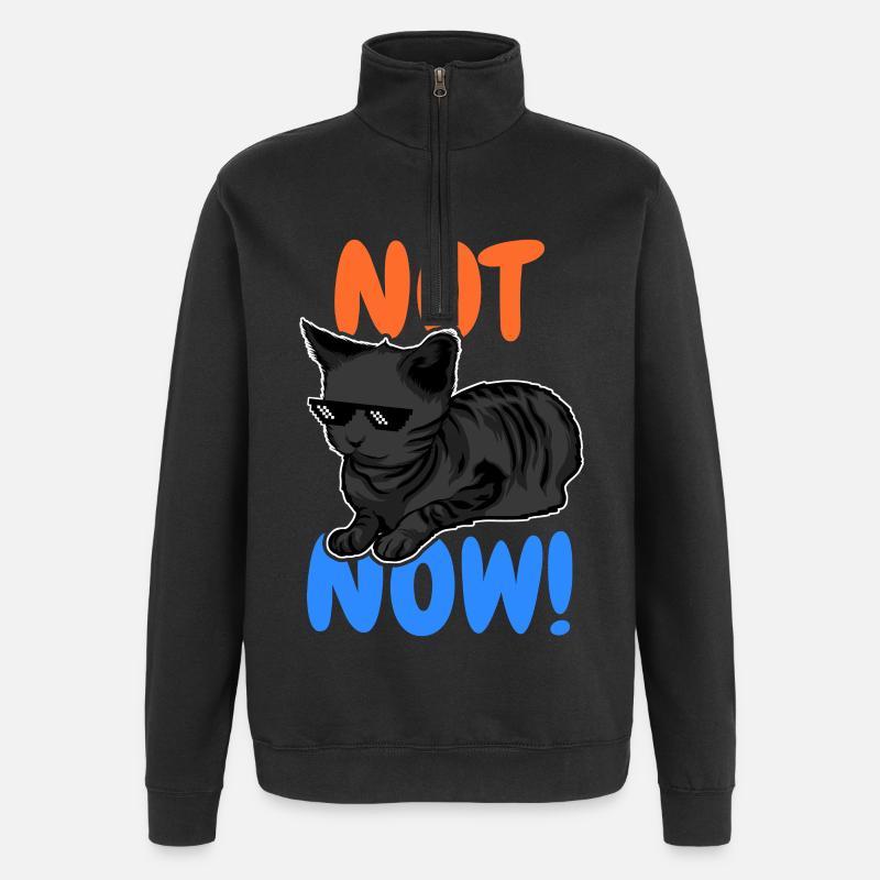 Lustige Katze - Quarter-Zip-Sweatshirt - Schwarz