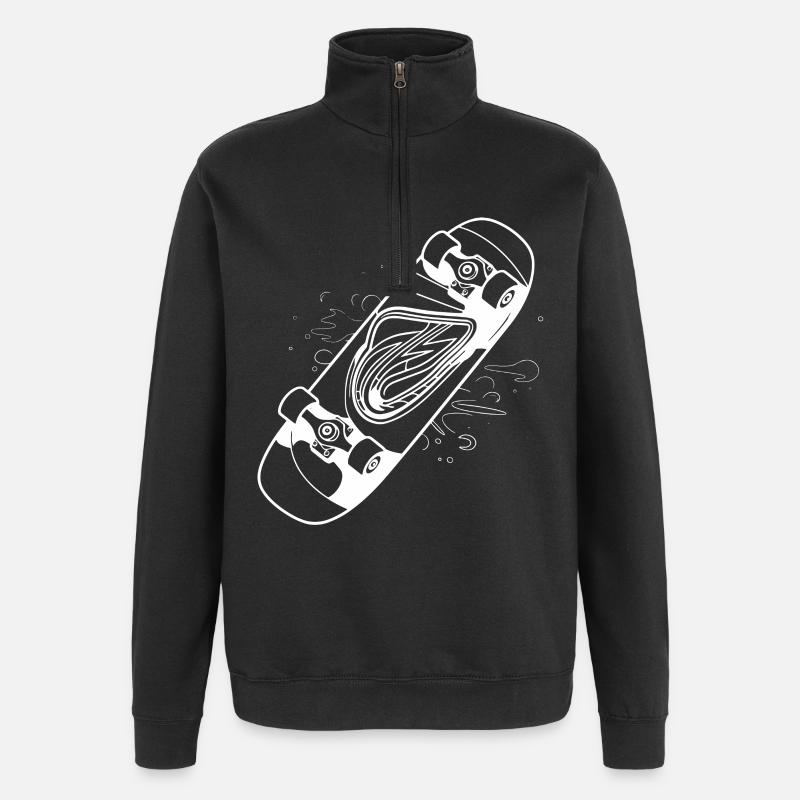 Skateboard Drawing - Quarter-Zip Sweatshirt - black