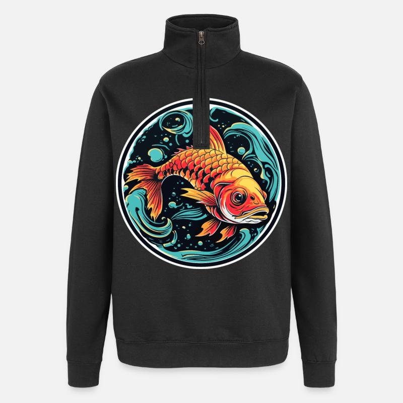 Illustration de poisson - Sweat à zip 1/4 - noir