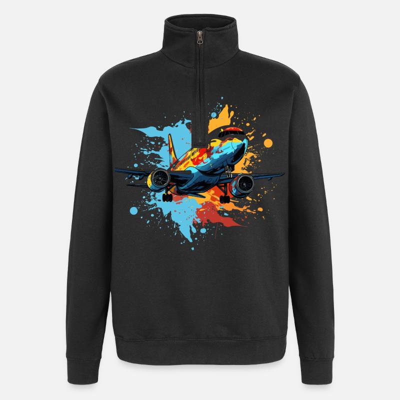 Graffiti d’avion - Sweat à zip 1/4 - noir