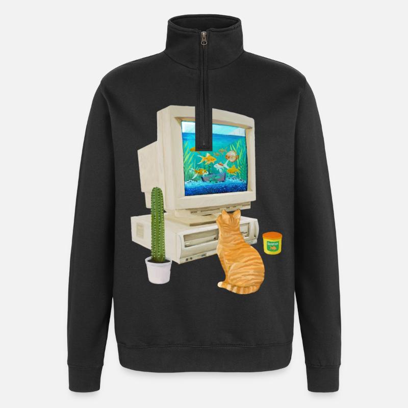 Aquarium PC des années 90 - Sweat à zip 1/4 - noir
