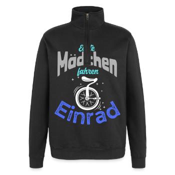 Echte Mädchen fahren Einrad - Quarter-Zip-Sweatshirt - Schwarz - Vorne - AI Model Female 172 light (172cm) & AI Model Male 178 dark (178cm)