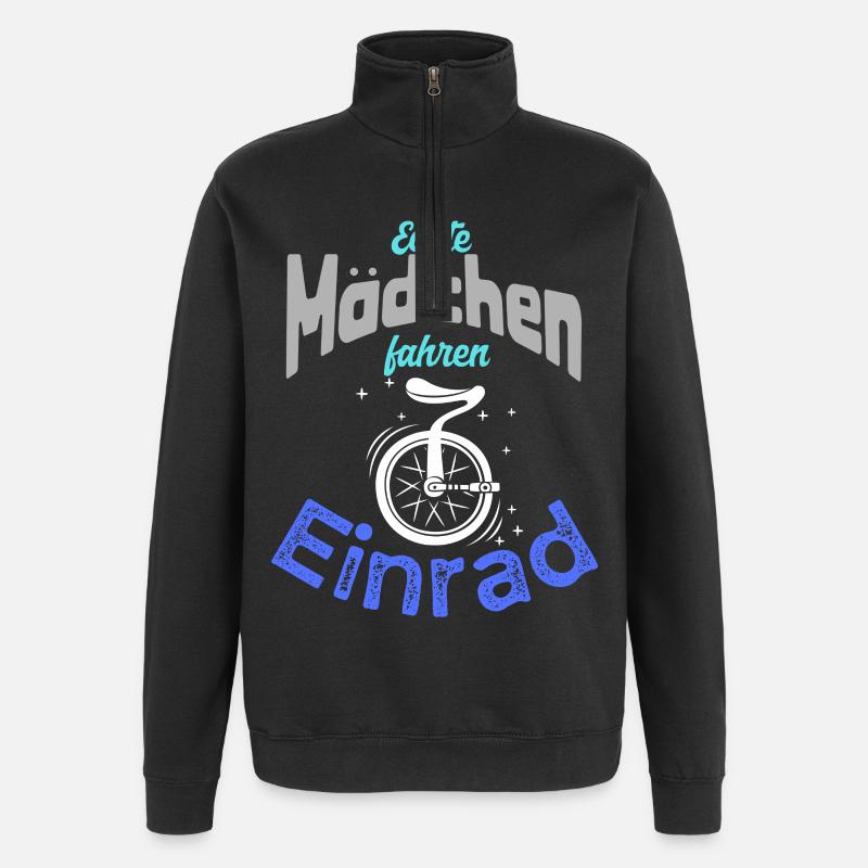 Echte Mädchen fahren Einrad - Quarter-Zip-Sweatshirt - Schwarz