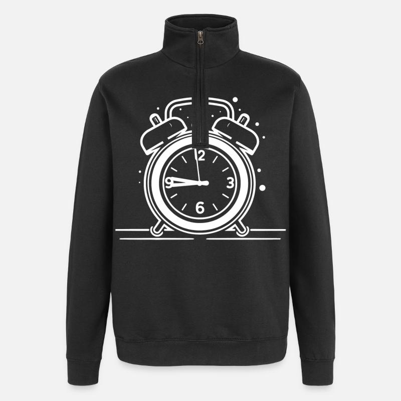 Wecker Skizze - Quarter-Zip-Sweatshirt - Schwarz