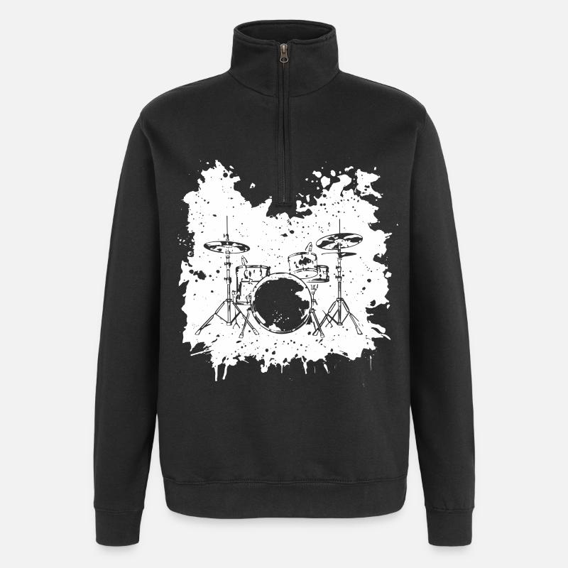 Drumkit Drawing - Quarter-Zip Sweatshirt - black