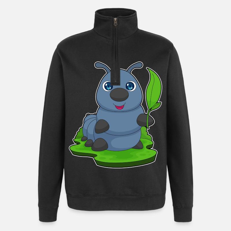 Raupe Blatt - Quarter-Zip-Sweatshirt - Schwarz