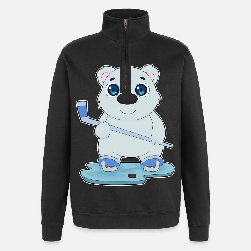 Eisbär Eishockey Eishockeyschläger - Quarter-Zip-Sweatshirt - Schwarz